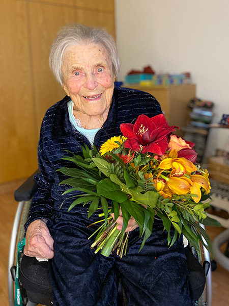 Frieda Leyrer im Pflegezentrum des Klinikums in Ebermannstadt